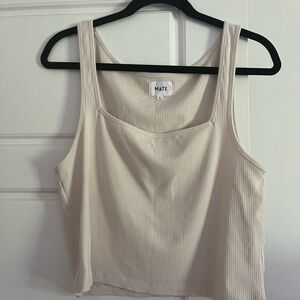 Mate the Label Cream Ribbed Tank Top